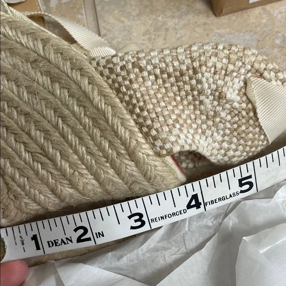 New Christian Louboutin Brigitte Cream Espadrille 5 Wedges 35 - Picture 14 of 17